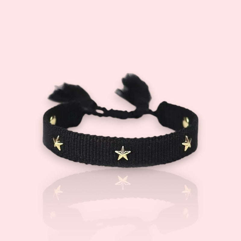 bracelet tissu à nouer Vegas noir, un bracelet brésilien original tendance en 2025