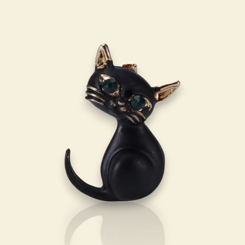 2 épingles à Chat Noir émail - Broches Vêtements Humoristiques - Accessoire Festival Sac à Dos - Yamobi