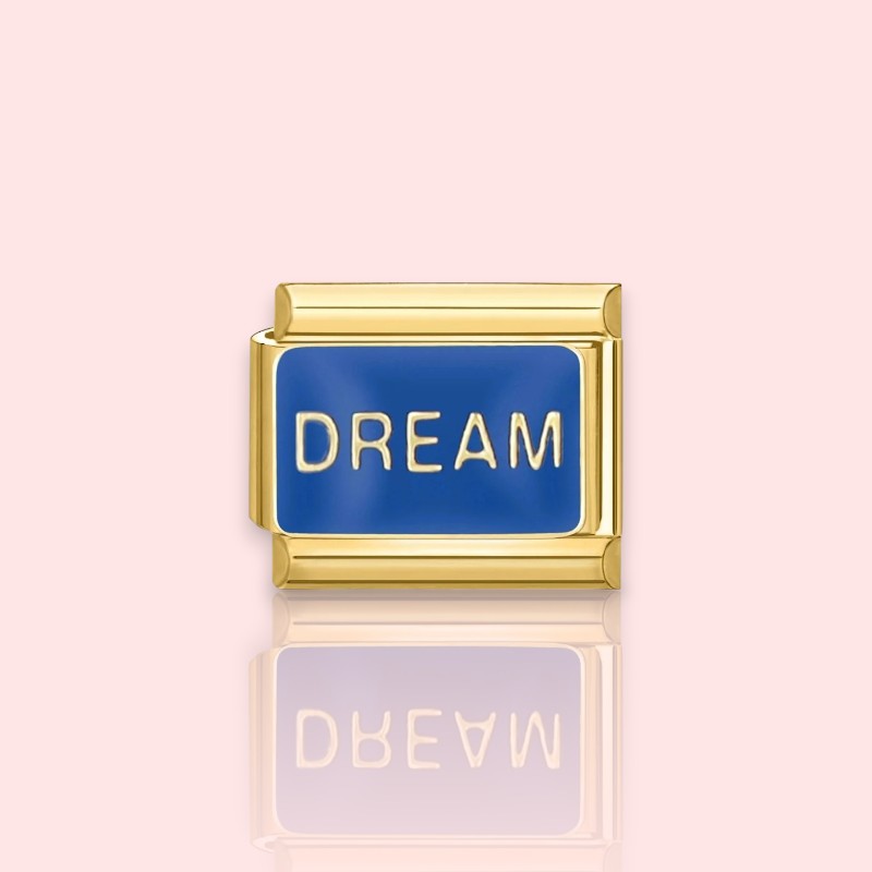 charm pour bracelet italien Bellissima doré motif dream sur fond bleu
