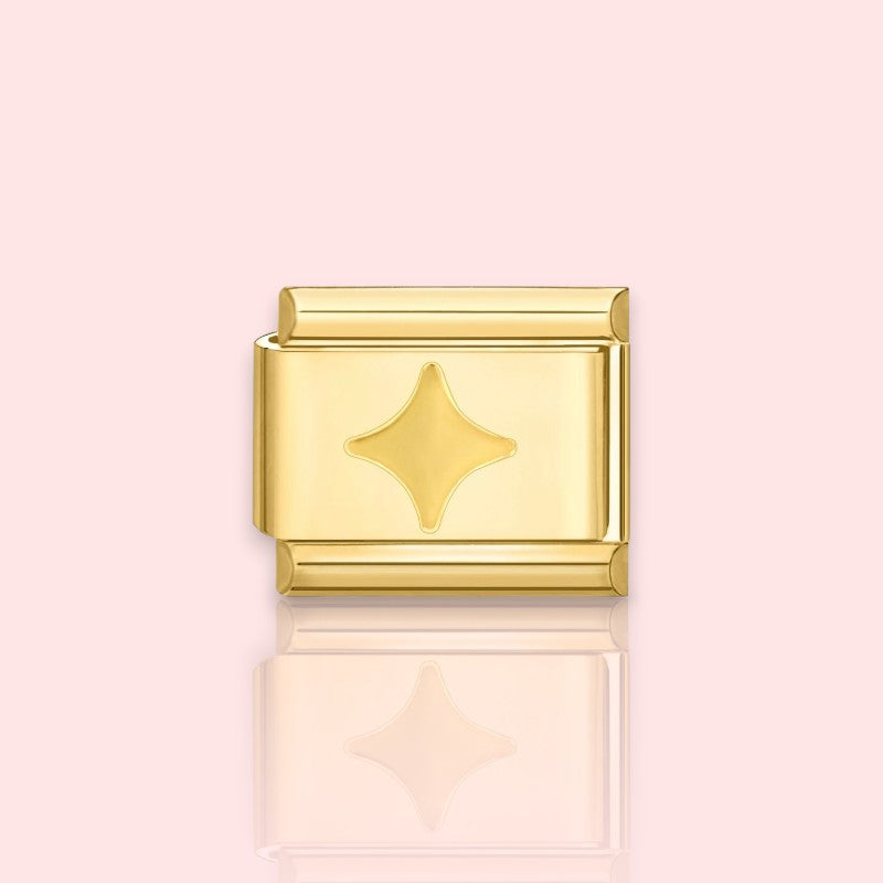 charm pour bracelet italien Bellissima doré motif étoile de quatre branches