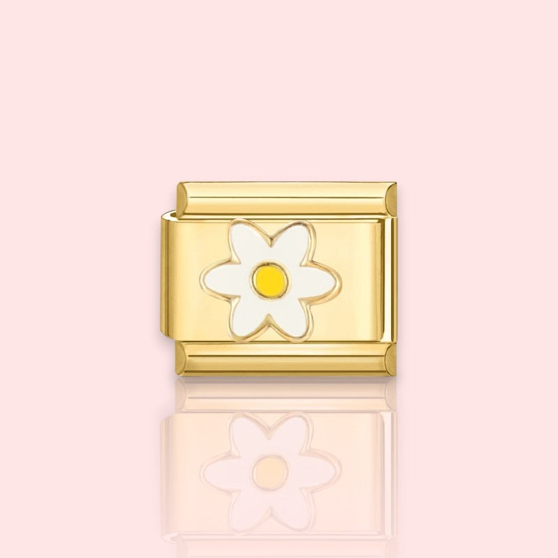 charm pour bracelet italien Bellissima doré motif marguerite
