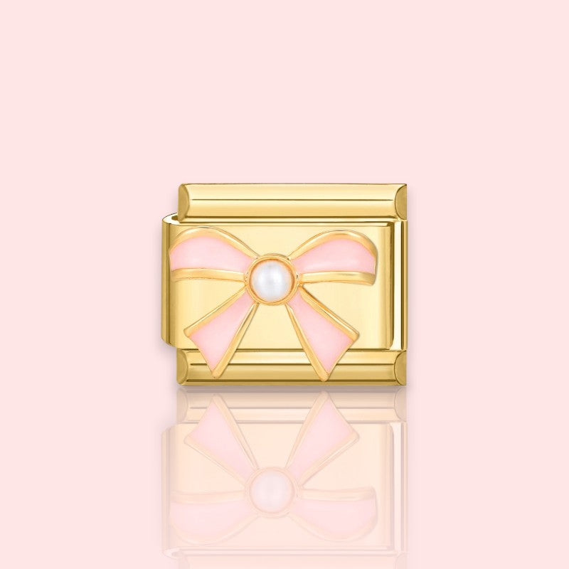 charm pour bracelet italien Bellissima doré motif ruban cadeau