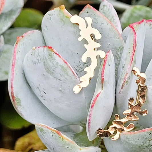 climbers Matisse boucles d’oreilles originales pour femmes en laiton recouvert d’or fin