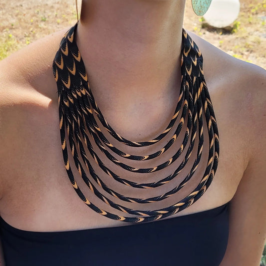 collier en tissu Astou, un collier ethnique chic fait main à Dakar