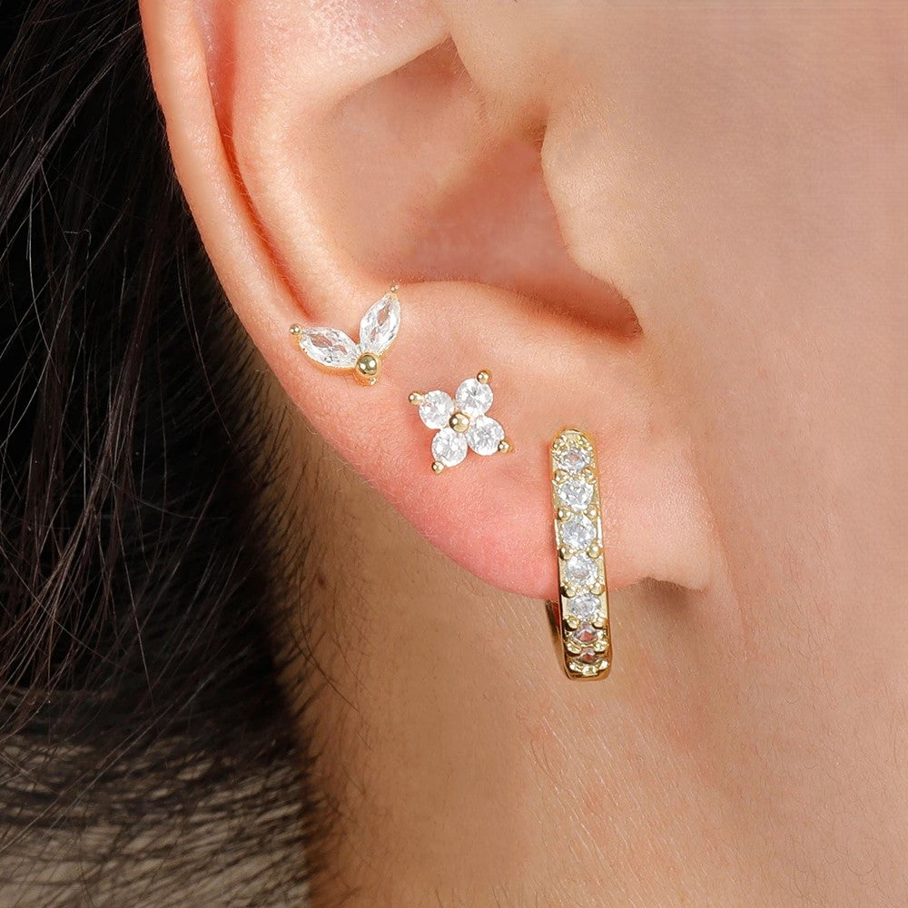 composition de boucles d’oreilles dorées Azalée en acier inoxydable