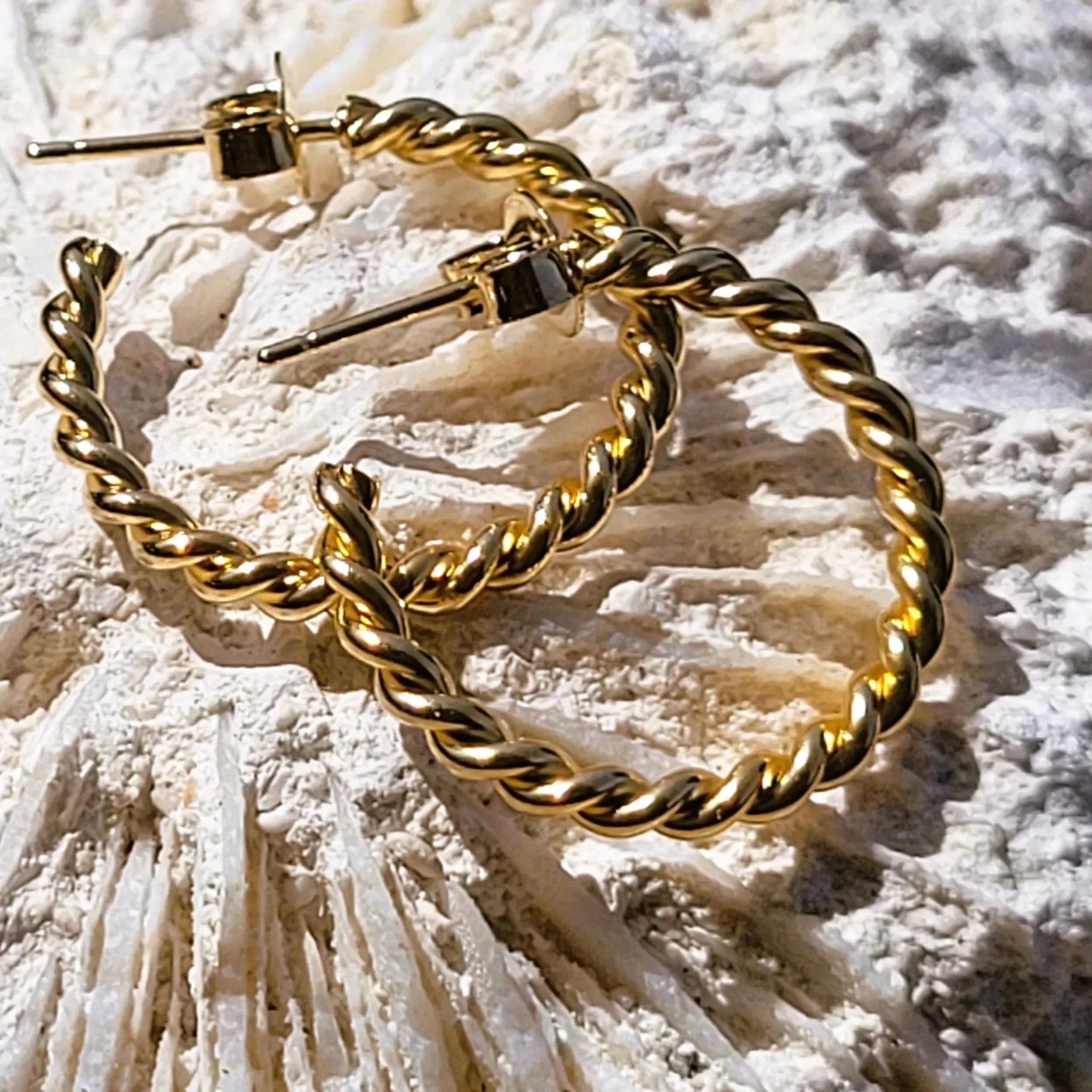 créoles Liane en laiton plaqué or boucles d’oreilles tendances