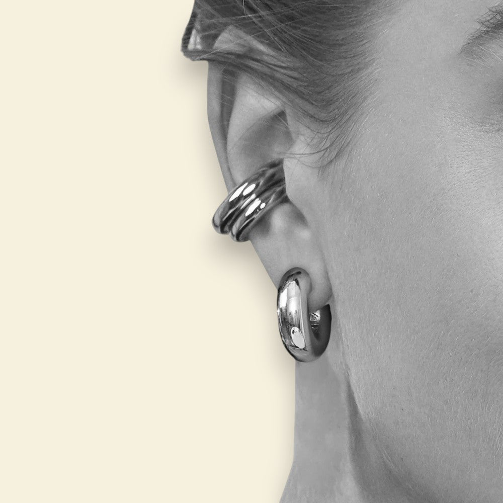 earcuff argenté Oréa en acier inoxydable, des faux piercings pour des oreilles non percées