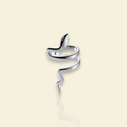 earcuff argenté en forme de serpent Serphine en acier inoxydable, un faux piercing tendance en 2025