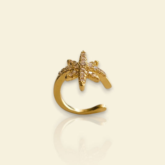 earcuff doré en forme d’étoile Vespera en acier inoxydable, un faux piercing pour des oreilles non percées