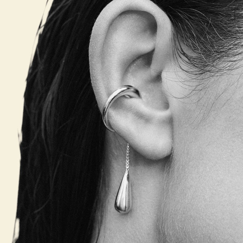 earcuff doré en forme de goutte Ondine en acier inoxydable, une bague d’oreille tendance en 2025