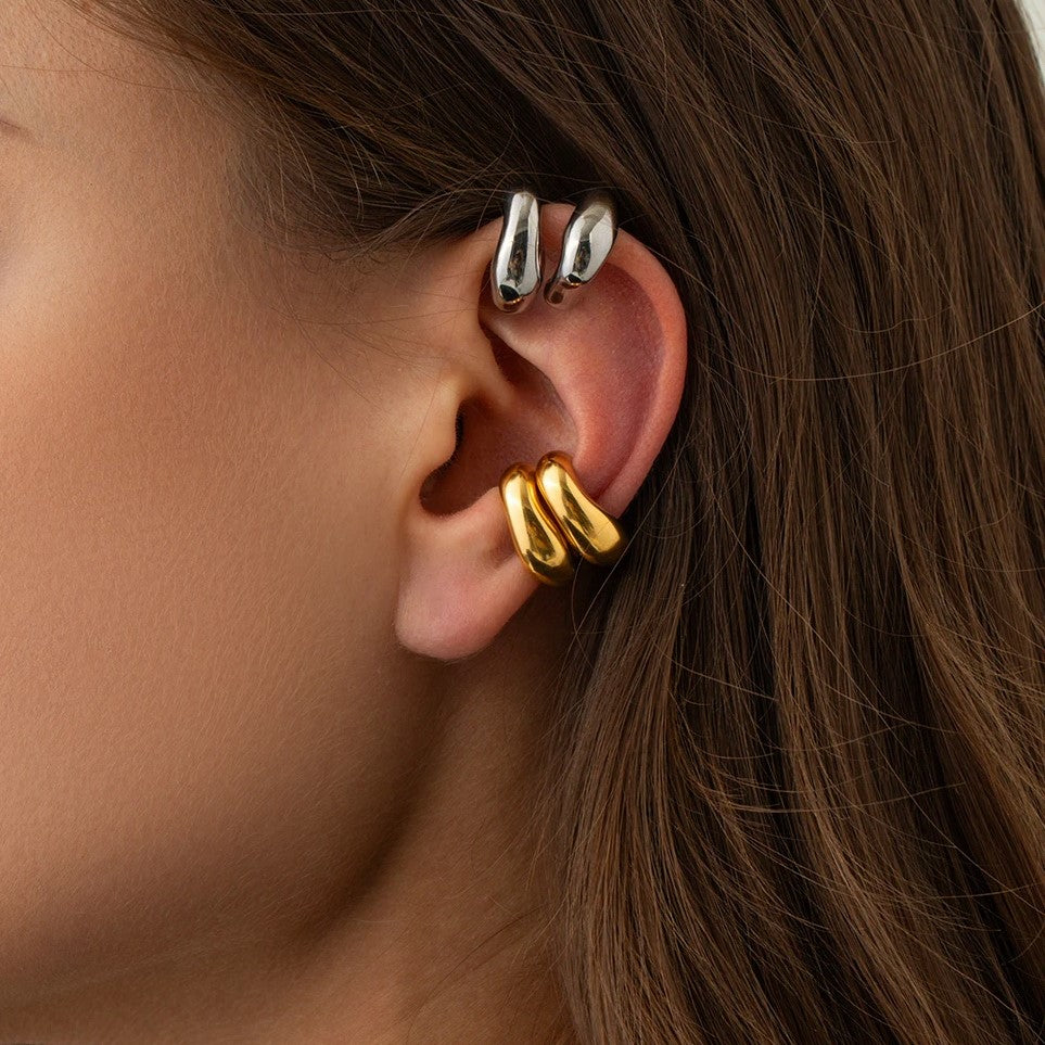 earcuff doré Sculptura en acier inoxydable, des bagues d’oreilles tendance en 2025