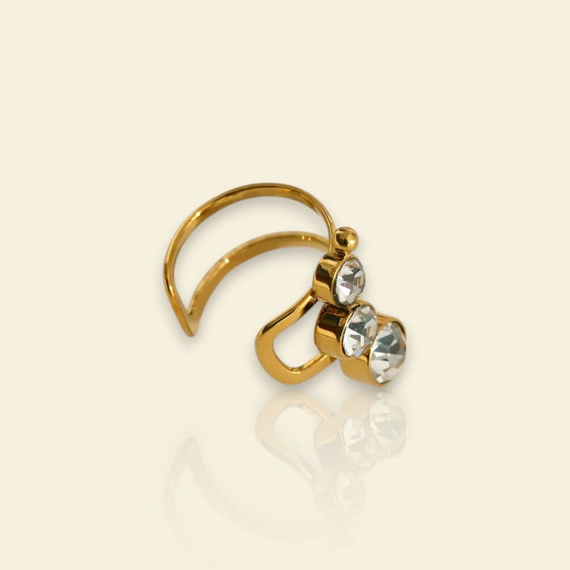 boucle d’oreille sans trou Kara dorée, ear cuff en acier inoxydable