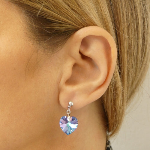 boucles d’oreilles violettes en forme de cœur Passion de Fabos avec cristaux Swarovski, tendance 2025