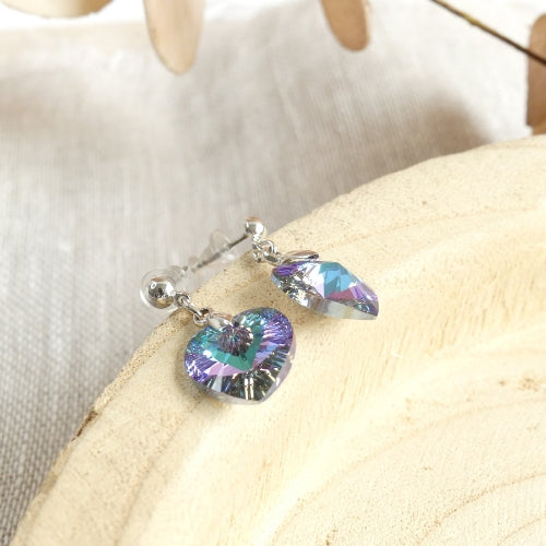 boucles d’oreilles Swarovski cœur passion Purple par Fabos, tendance 2025