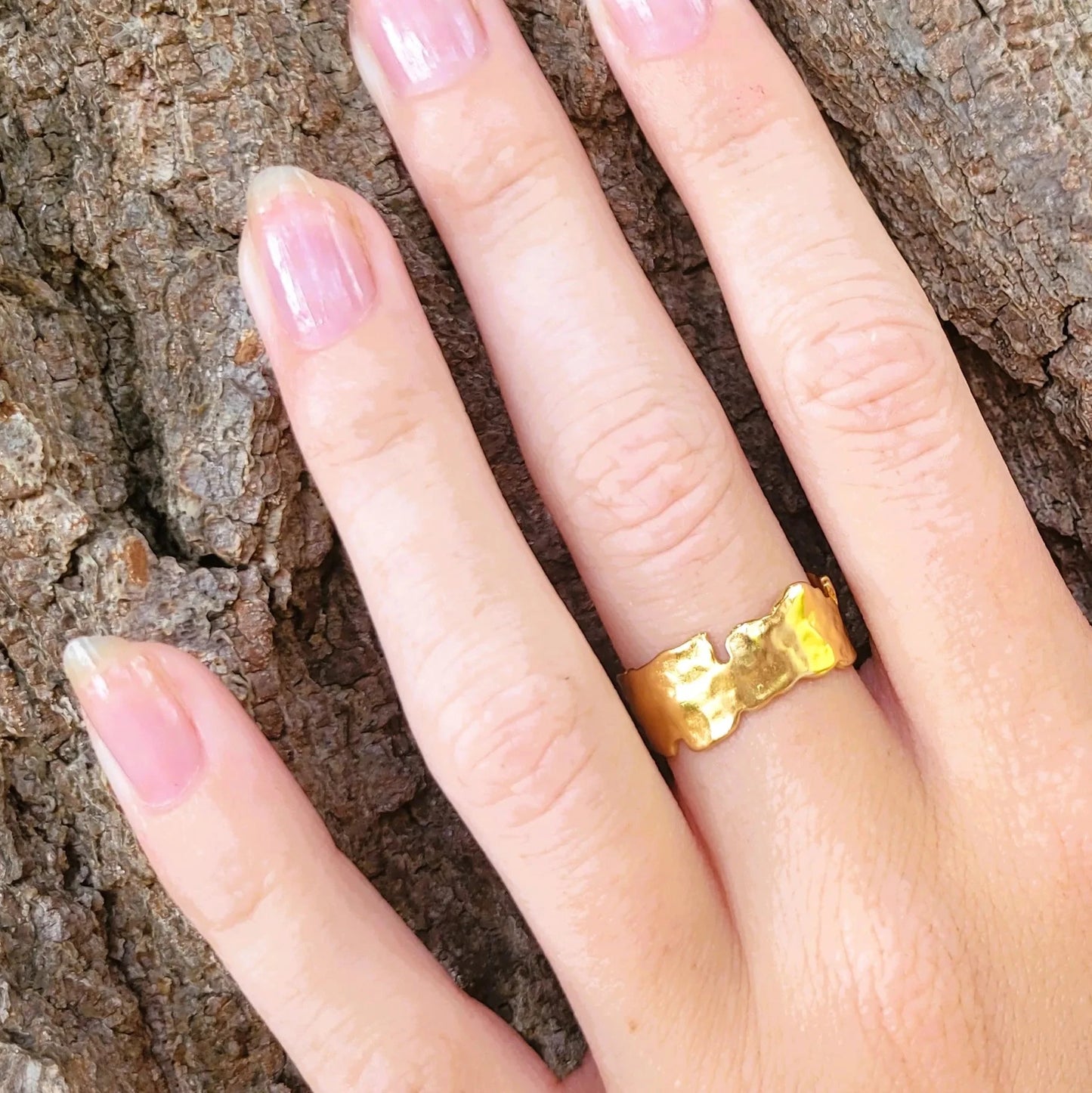 guide de taille pour les bagues pour femmes Arya martelées et ajustables