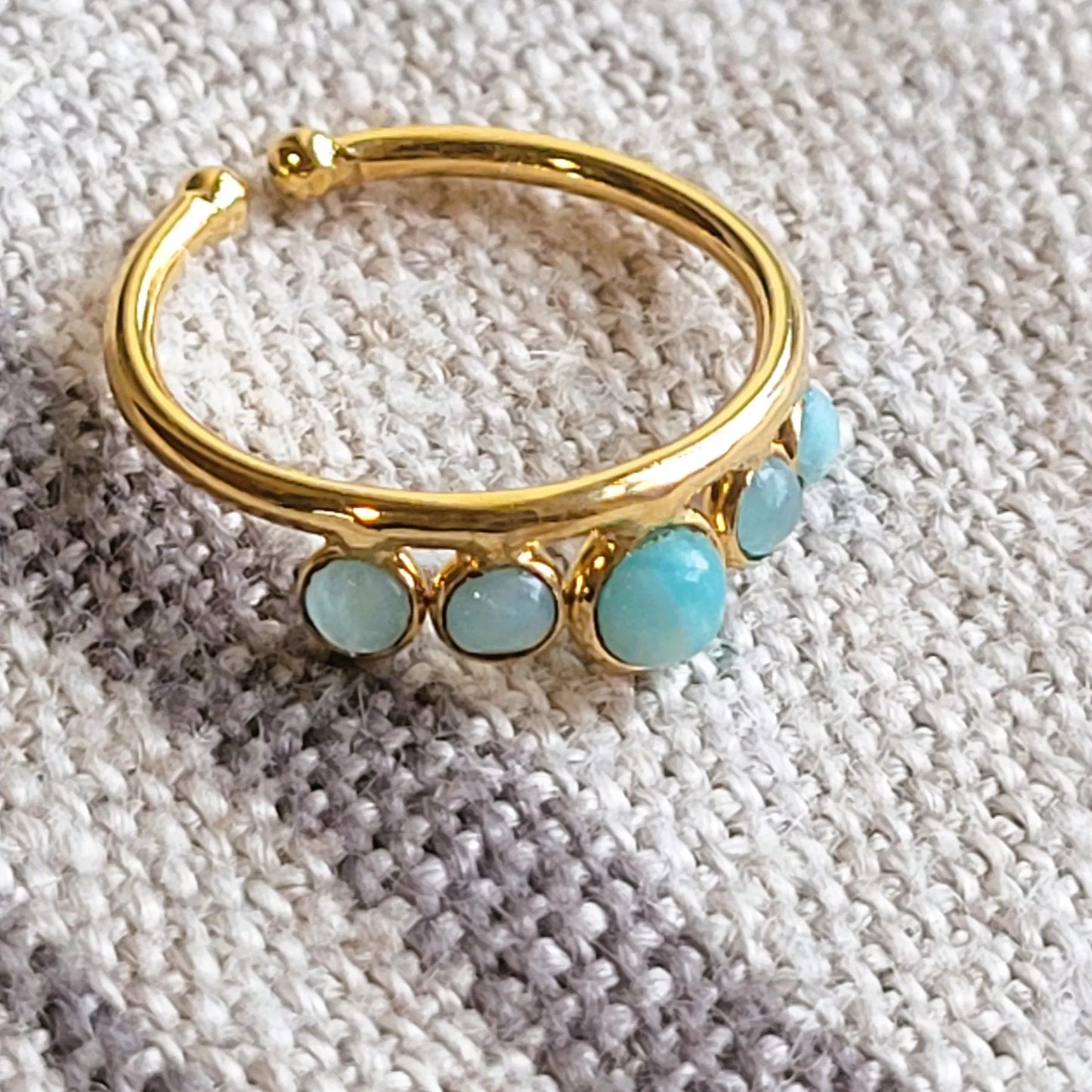 bague avec pierre naturelle Marylou amazonite de Niiki Paris, bague de créateur