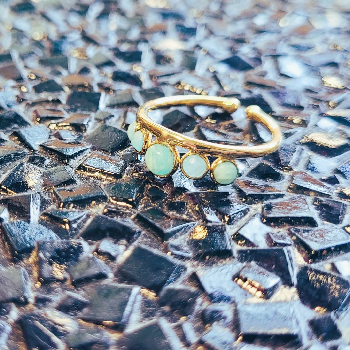 bague de luxe Marylou amazonite de Niiki Paris, bague tendance 2025