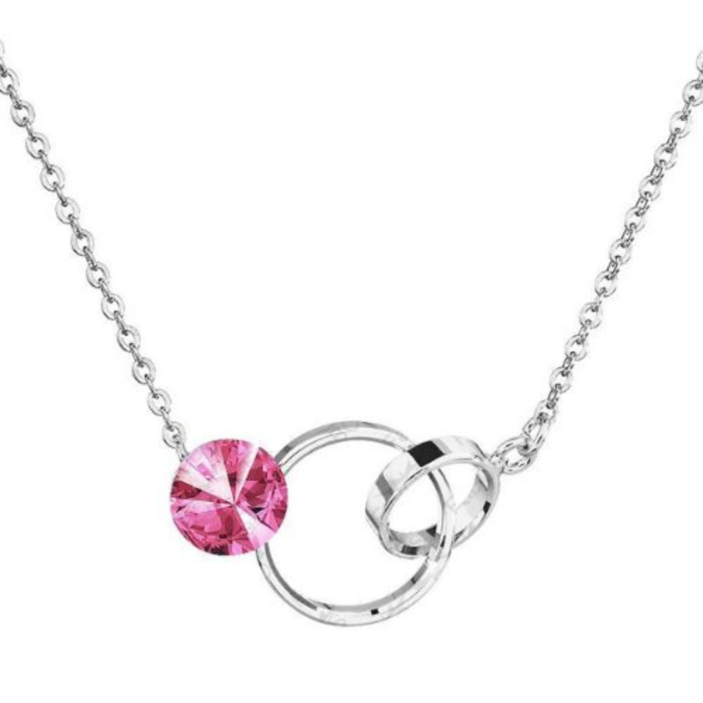 Collier entrelacés avec un solitaire cristal rose