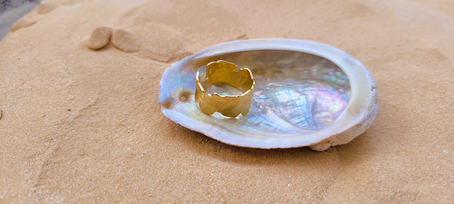 Bague Arya, bague large femme dorée et ajustable