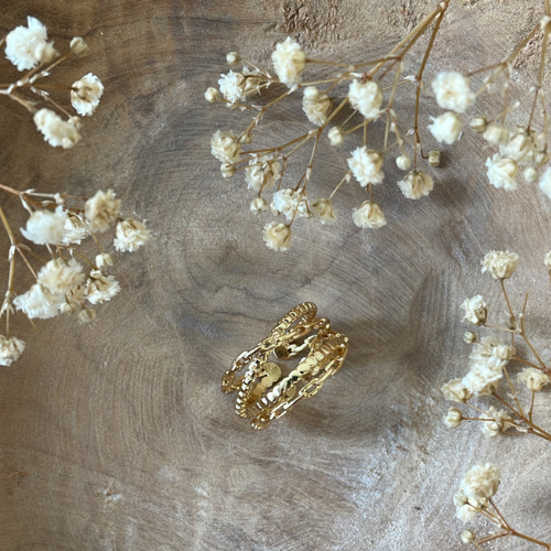 Bague anneaux texturés entrelacés