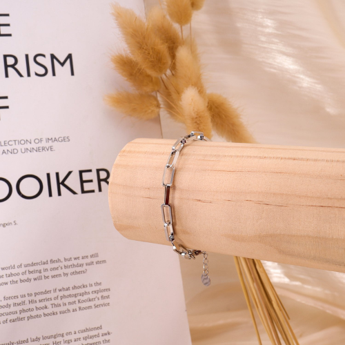 Bracelet chaîne rectangle argenté