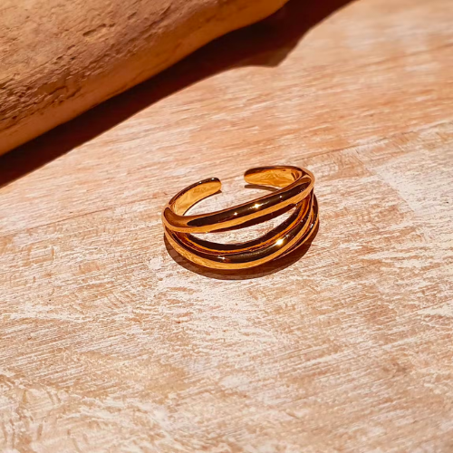Bague multi anneaux plaqué or