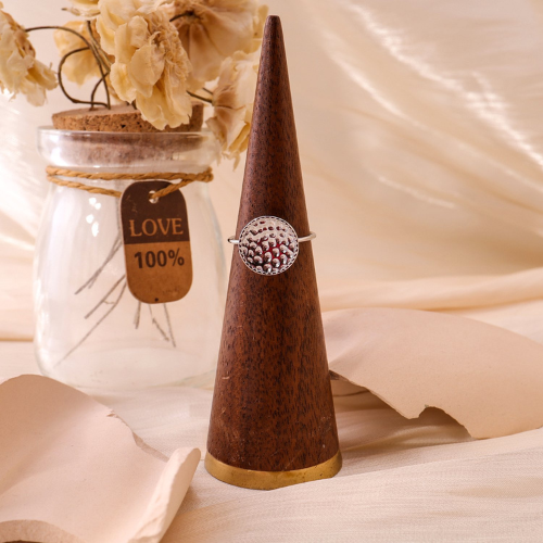 Bague anneau rond martelé argent