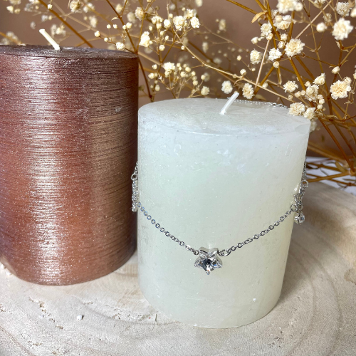 Chaine argent motifs étoiles et perle cristal Swarovski®