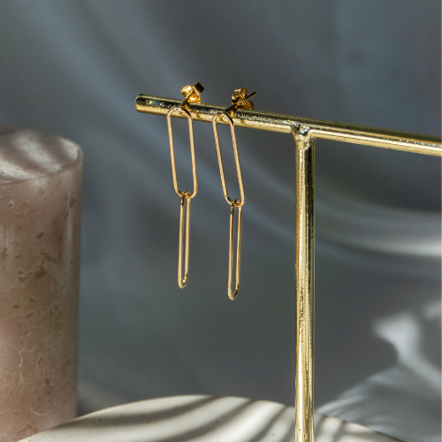 Boucles d'oreilles pendantes doubles maillons