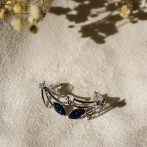 Boucles d'oreilles argent cristal bleu