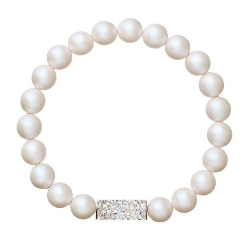 Bracelet perles de nacre blanc avec fermoir en cristal  Swarovski