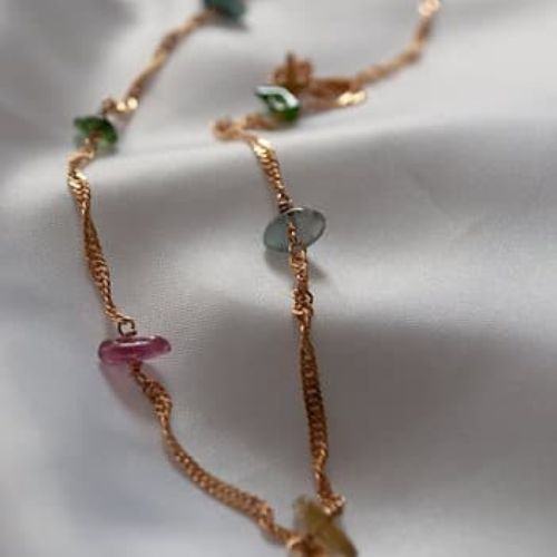 Collier maille torsadée de pierres Tourmaline
