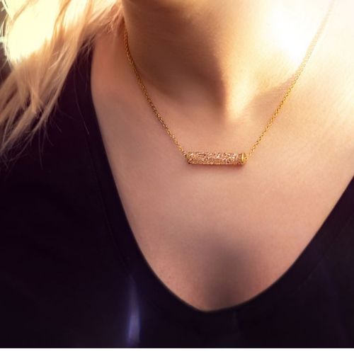 Collier plaqué tube Rocks plaqué or sertis de cristaux