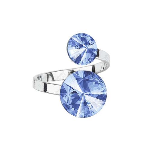 Bague ornée de deux cristaux de couleur Saphir clair