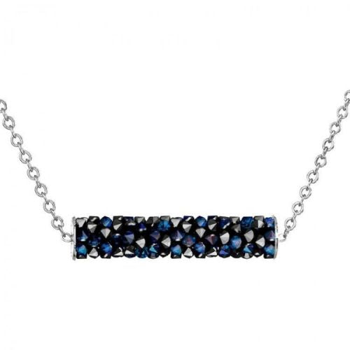Collier tube bleu nuit avec cristaux scintillants