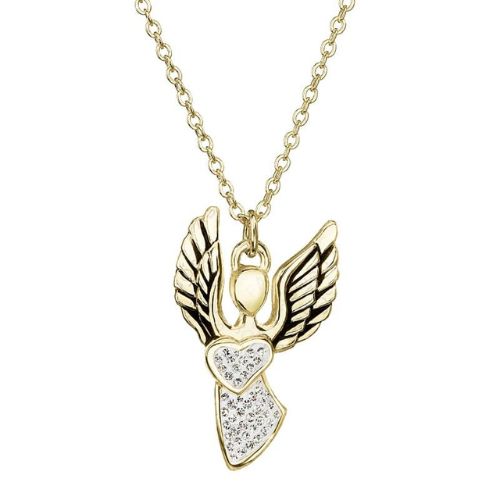 Collier ange orné de cristaux plaqué or