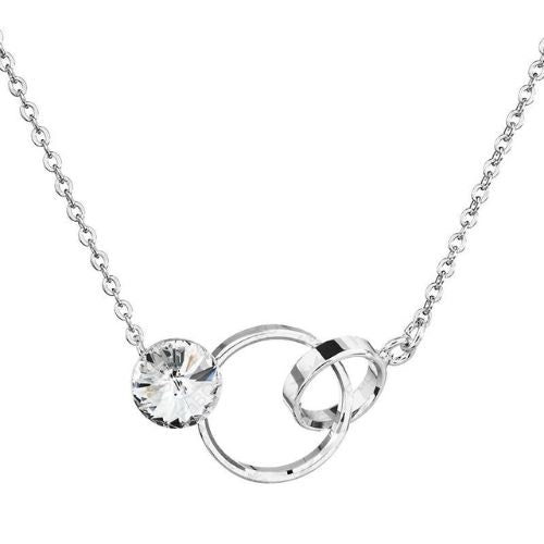 Collier 2 anneaux avec solitaire en cristal
