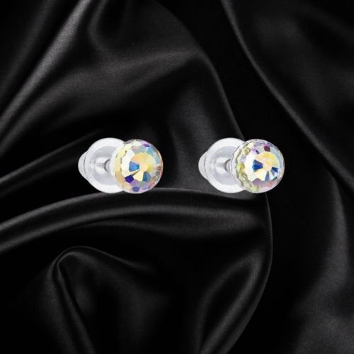 Boucles d'oreilles clou boule avec cristaux modifiables