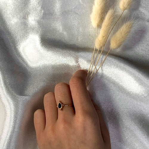 Bague goutte d'eau noire