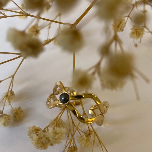 Bague hématite plaqué or