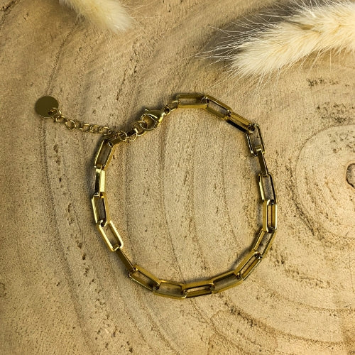 Bracelet chaîne rectangle doré