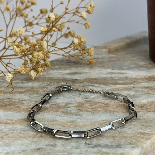 Bracelet chaîne rectangle argenté