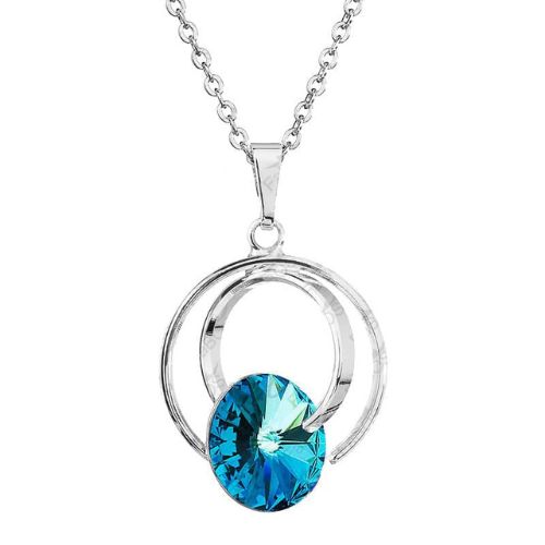 Collier serti d'un solitaire Bleu en cristal