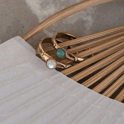 Bague plaqué or Pierre Amazonite bleue