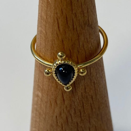 Bague goutte d'eau noire et dorée