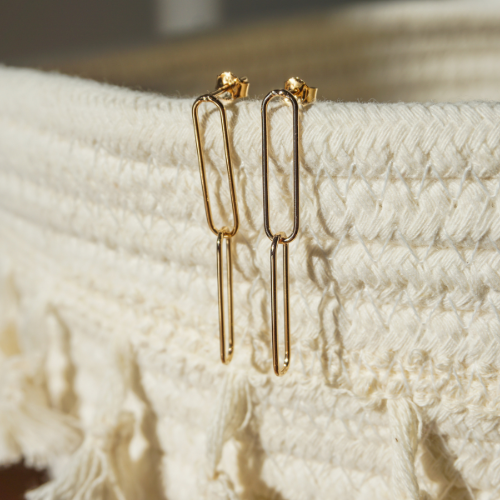 Boucles d'oreilles pendantes doubles maillons