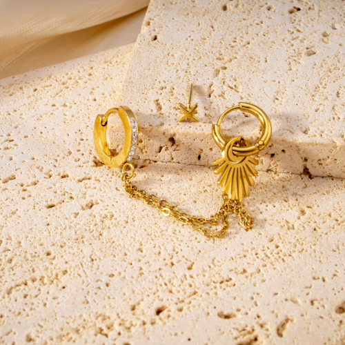 Parure boucle chaine 2 anneaux et une puce étoile