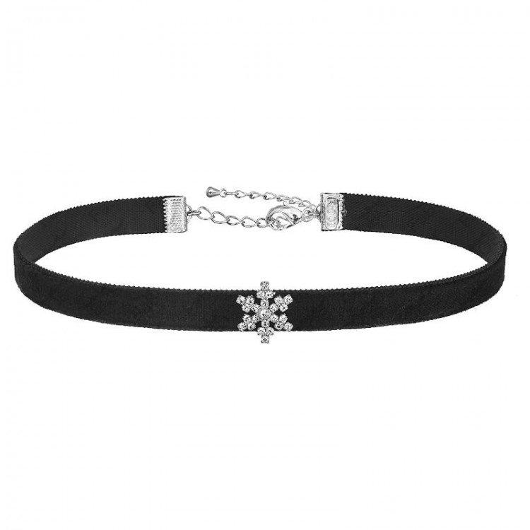 collier-choker motif flocon de neige avec cristaux