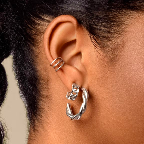 ear cuff Singularu Linéa argenté, bague d’oreille sans perçage en argent sterling 925
