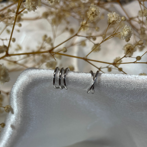 boucle d’oreille sans trou Singularu Linéa argentée, ear cuff oreilles non percées